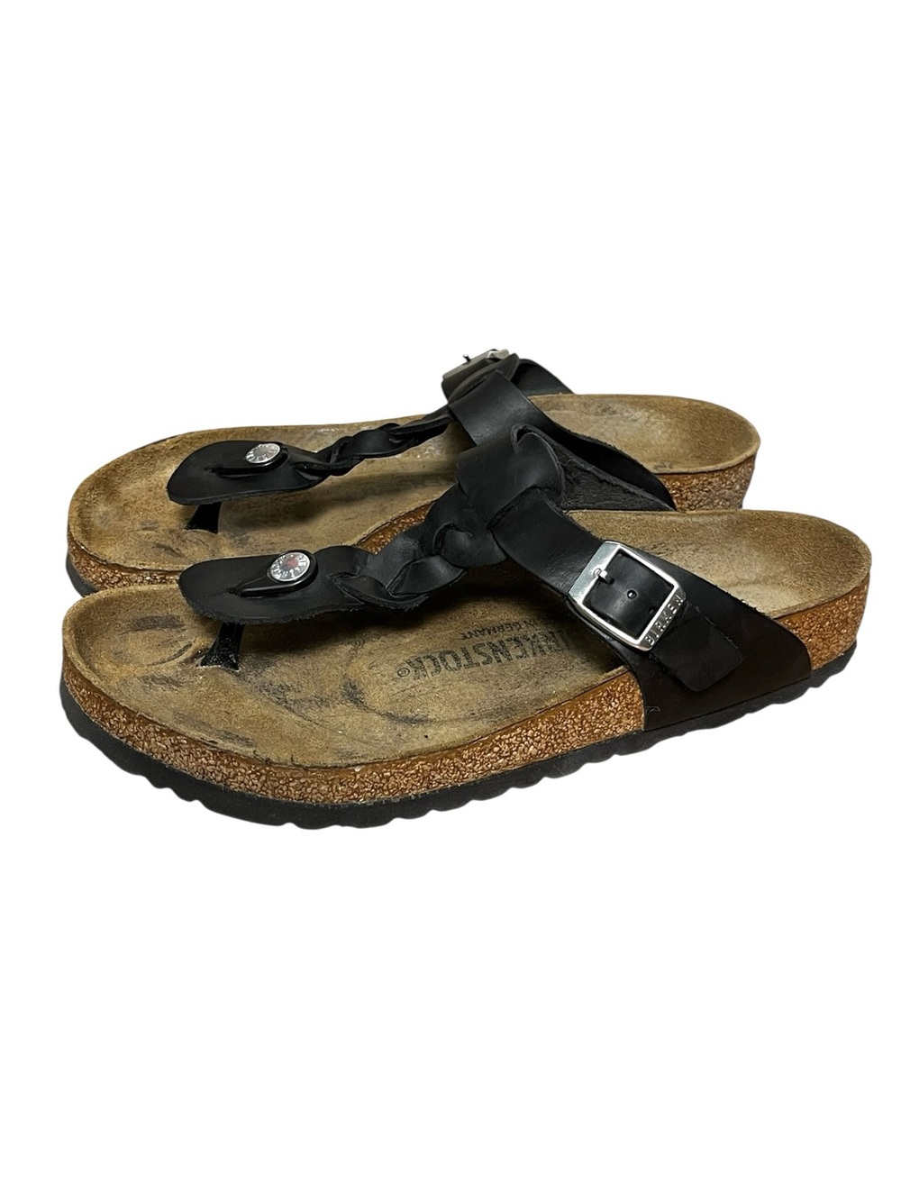 Birkenstock Gizeh Braided Leather Thong Sandals Black Women’s 39 - Picture 7 of 16